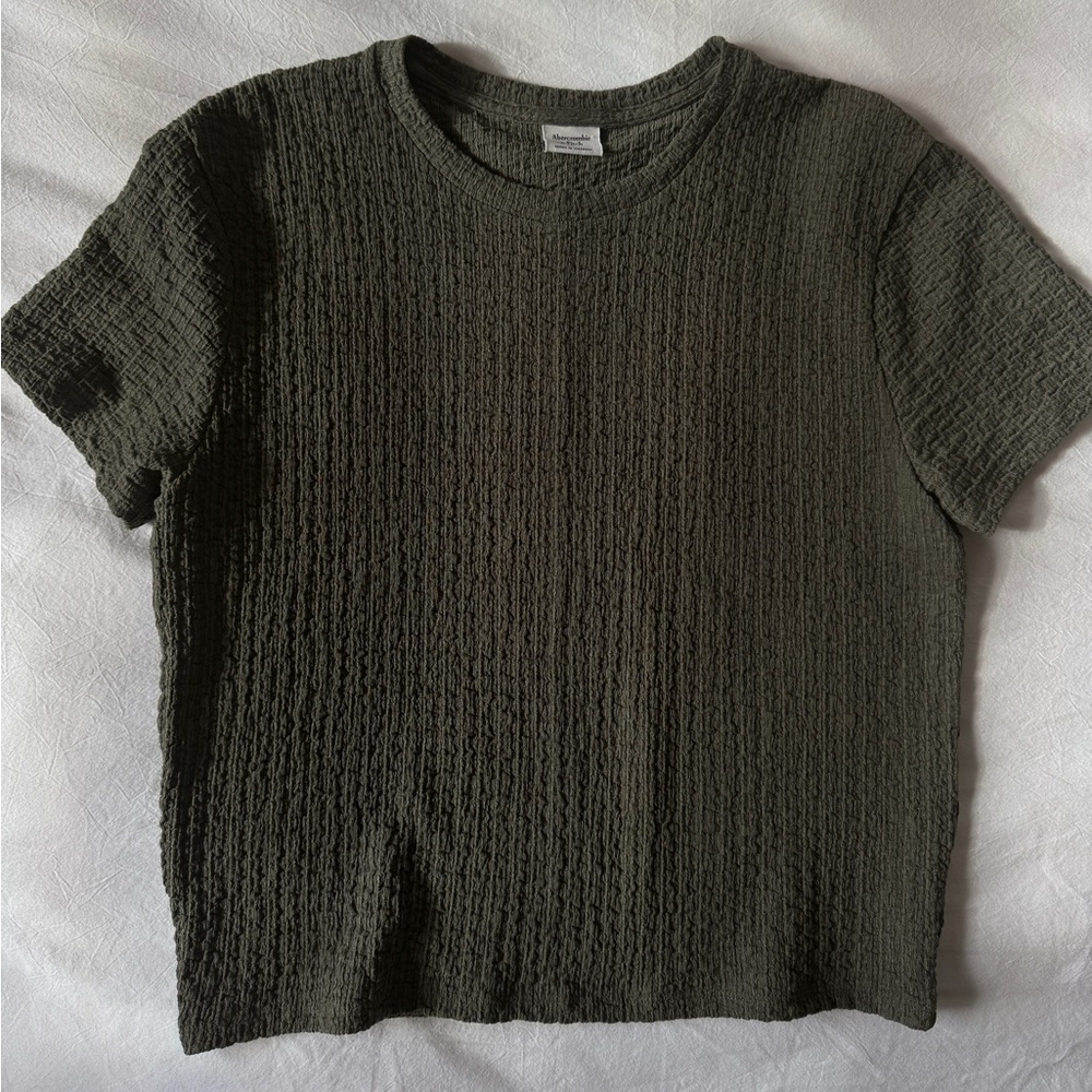 Abercrombie & Fitch Dark Olive Textured Tee